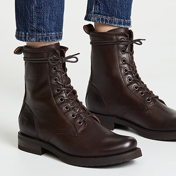 Frye Veronica Combat Sage Suede Lace 